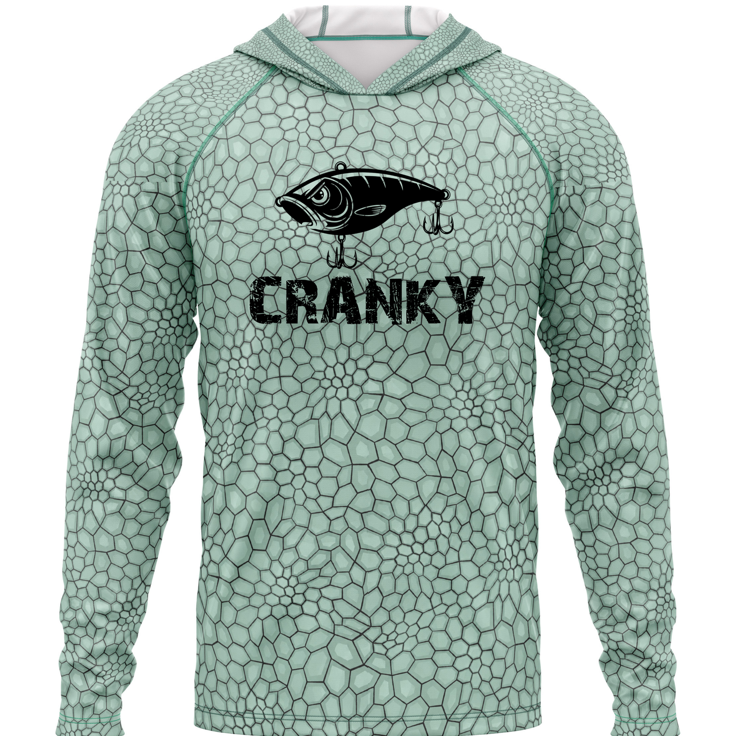 Cranky Crankbait SPF50 Performance Fishing Hoodie- Mint Green