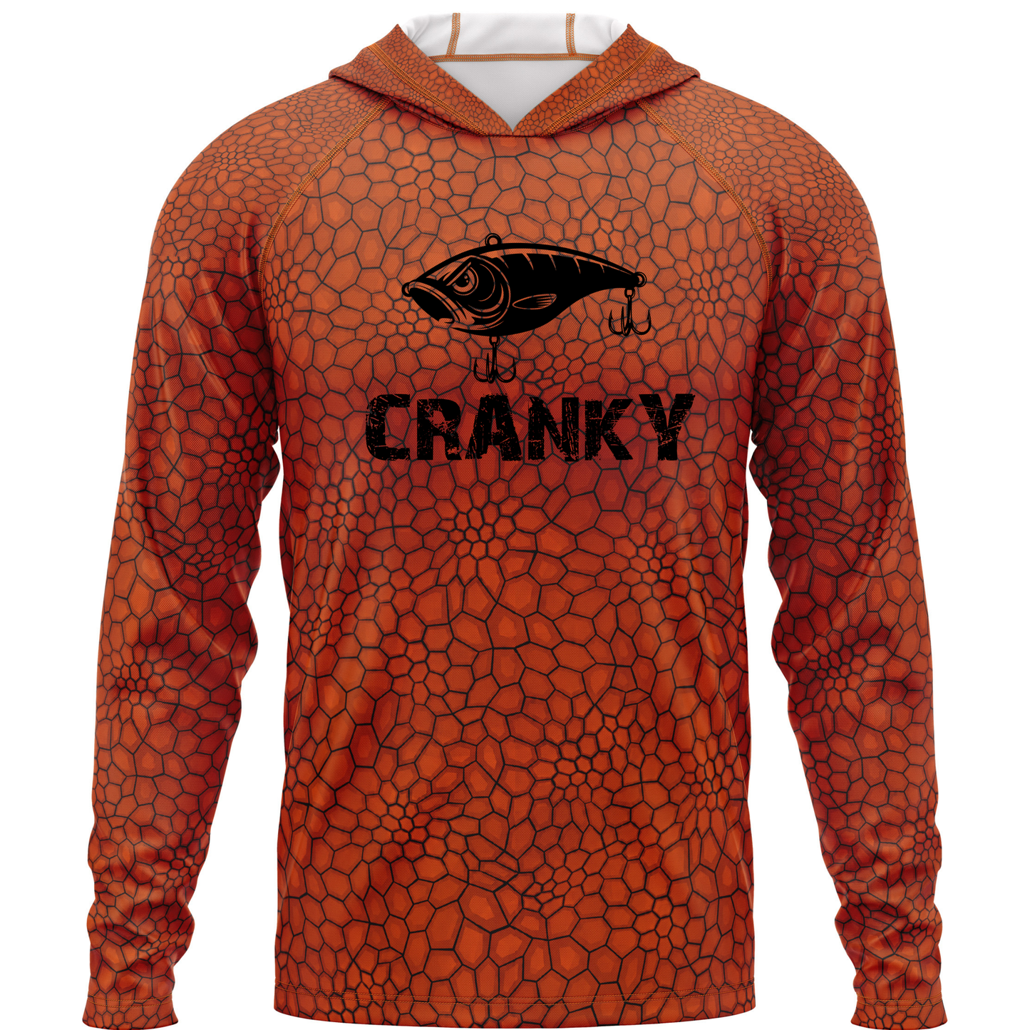 Cranky Crankbait SPF50 Performance Fishing Hoodie- Burnt Orange