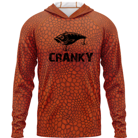 Cranky Crankbait SPF50 Performance Fishing Hoodie- Burnt Orange