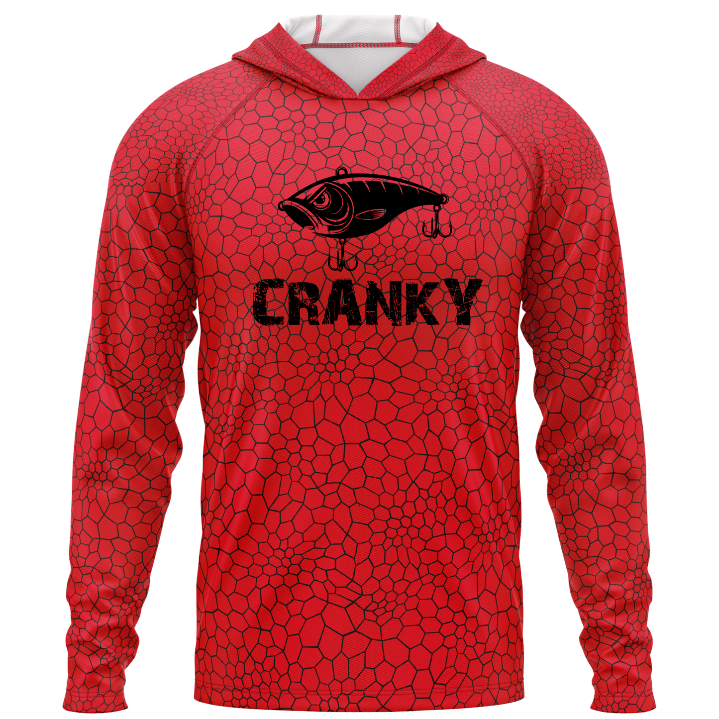 Cranky Crankbait SPF50 Performance Fishing Hoodie- Red