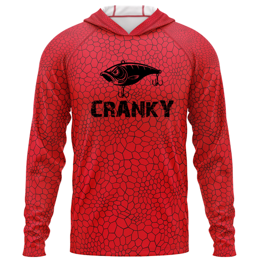 Cranky Crankbait SPF50 Performance Fishing Hoodie- Red