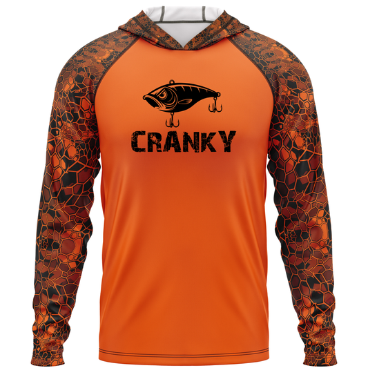 Cranky Crankbait SPF50 Performance Fishing Hoodie-Orange