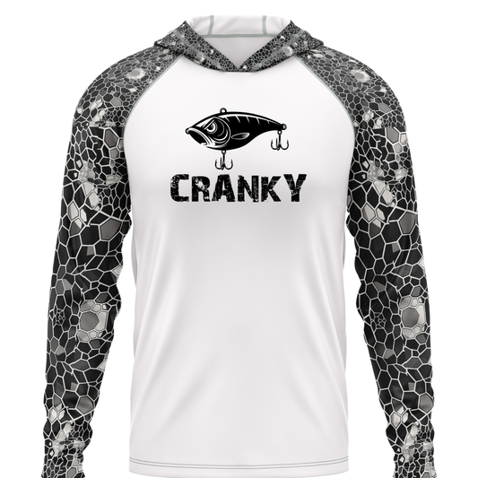 Cranky Crankbait SPF50 Performance Fishing Hoodie-White