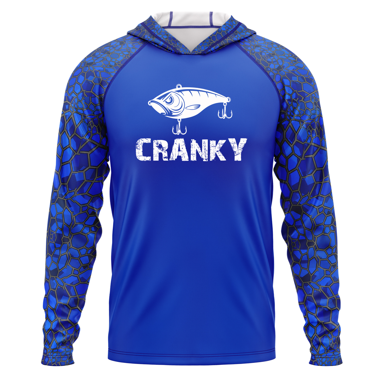 Cranky Crankbait SPF50 Performance Fishing Hoodie- Royal Blue