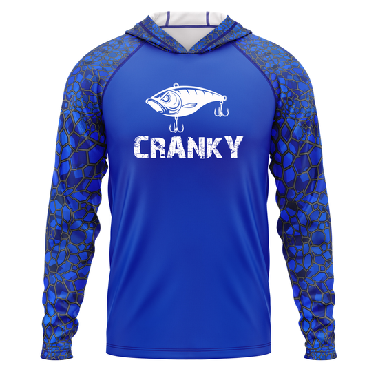 Cranky Crankbait SPF50 Performance Fishing Hoodie- Royal Blue