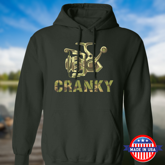 Cranky Camo Fishing Reel Fishing Hoodie