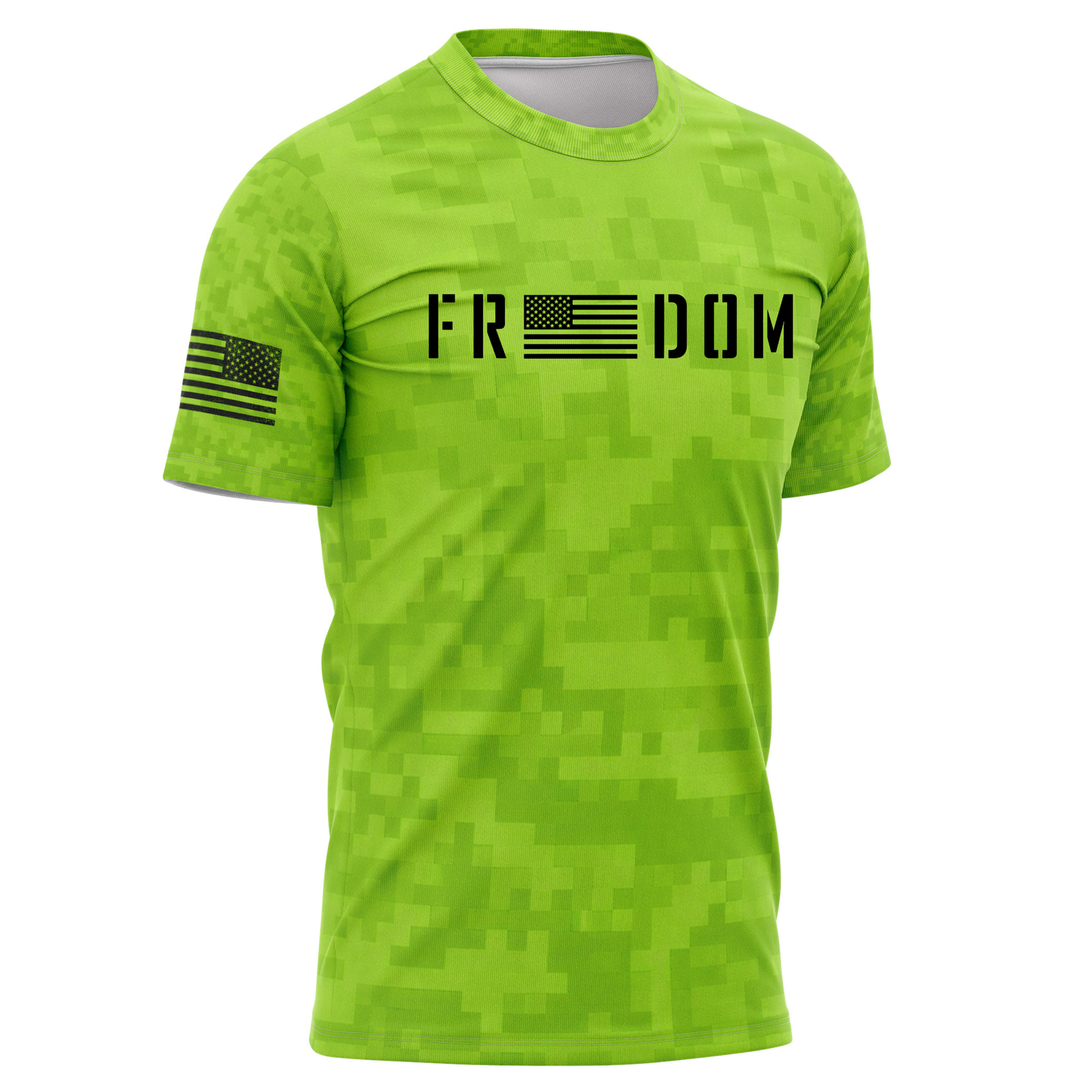 Freedom Performance T Shirt-Lime Green Camo