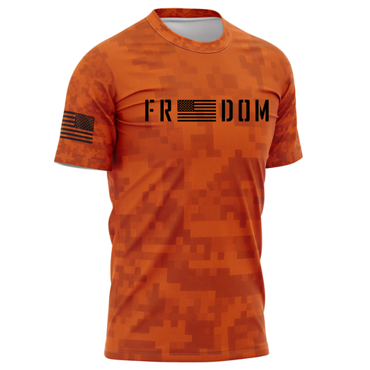 Freedom Performance T Shirt-Orange Camo