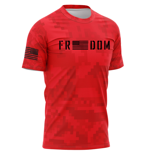 Freedom Performance T Shirt-Red Camo
