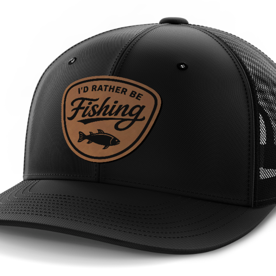 I'd Rather Be Fishing, Leather Patch Hat