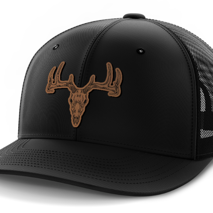 Deer Skull, Deer & Shed Hunting, Leather Patch Hat