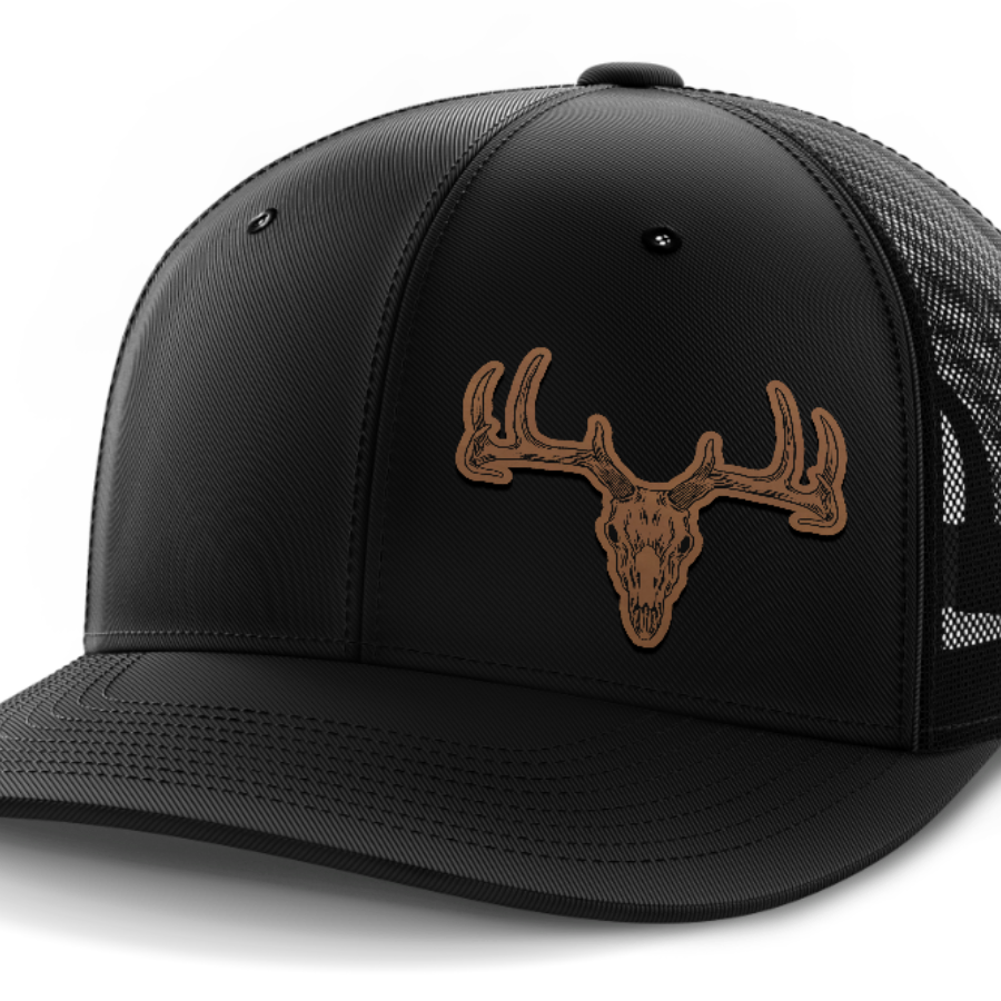 Deer Skull (left), Deer & Shed Hunting, Leather Patch Hat