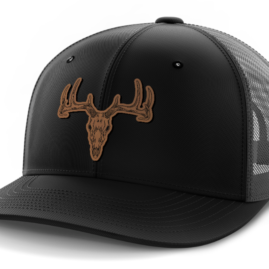 Deer Skull, Deer & Shed Hunting, Leather Patch Hat