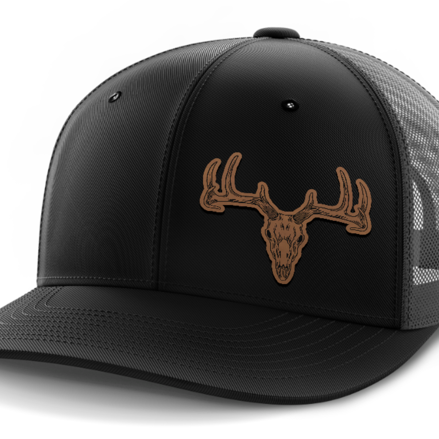 Deer Skull (left), Deer & Shed Hunting, Leather Patch Hat