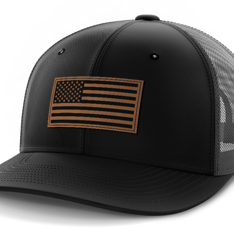 USA Flag, Leather Patch Hat