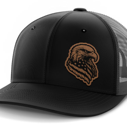 Eagle Flag (left), Leather Patch Hat