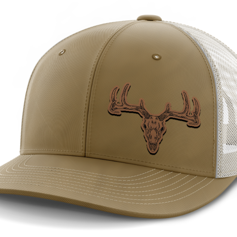 Deer Skull (left), Deer & Shed Hunting, Leather Patch Hat