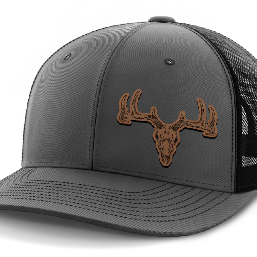 Deer Skull (left), Deer & Shed Hunting, Leather Patch Hat