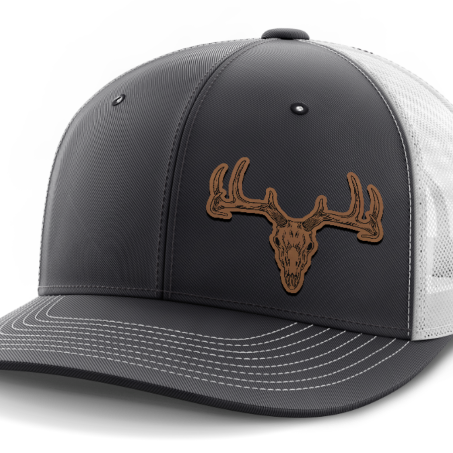 Deer Skull (left), Deer & Shed Hunting, Leather Patch Hat