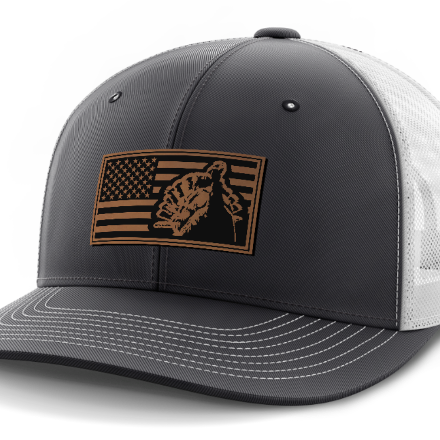 Flag with Turkey, Turkey Hunting, Leather Patch Hat