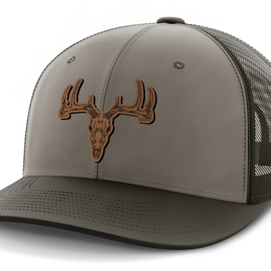 Deer Skull, Deer & Shed Hunting, Leather Patch Hat