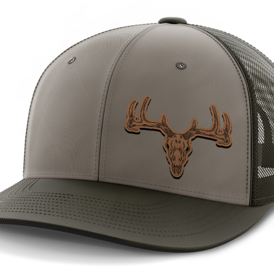 Deer Skull (left), Deer & Shed Hunting, Leather Patch Hat