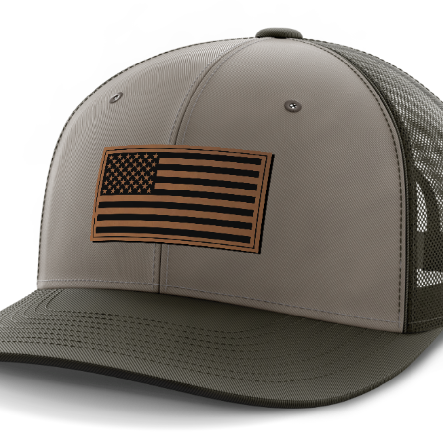 USA Flag, Leather Patch Hat