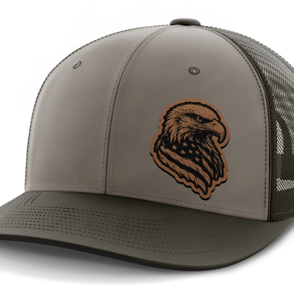 Eagle Flag (left), Leather Patch Hat