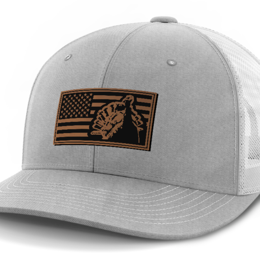 Flag with Turkey, Turkey Hunting, Leather Patch Hat
