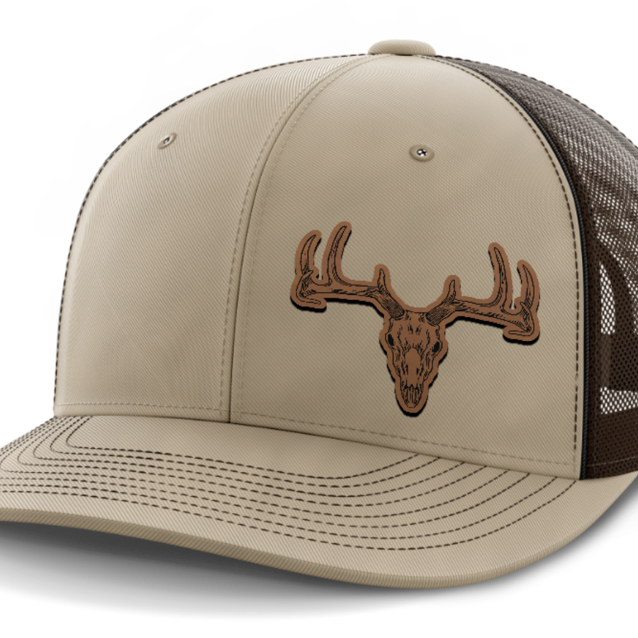 Deer Skull (left), Deer & Shed Hunting, Leather Patch Hat