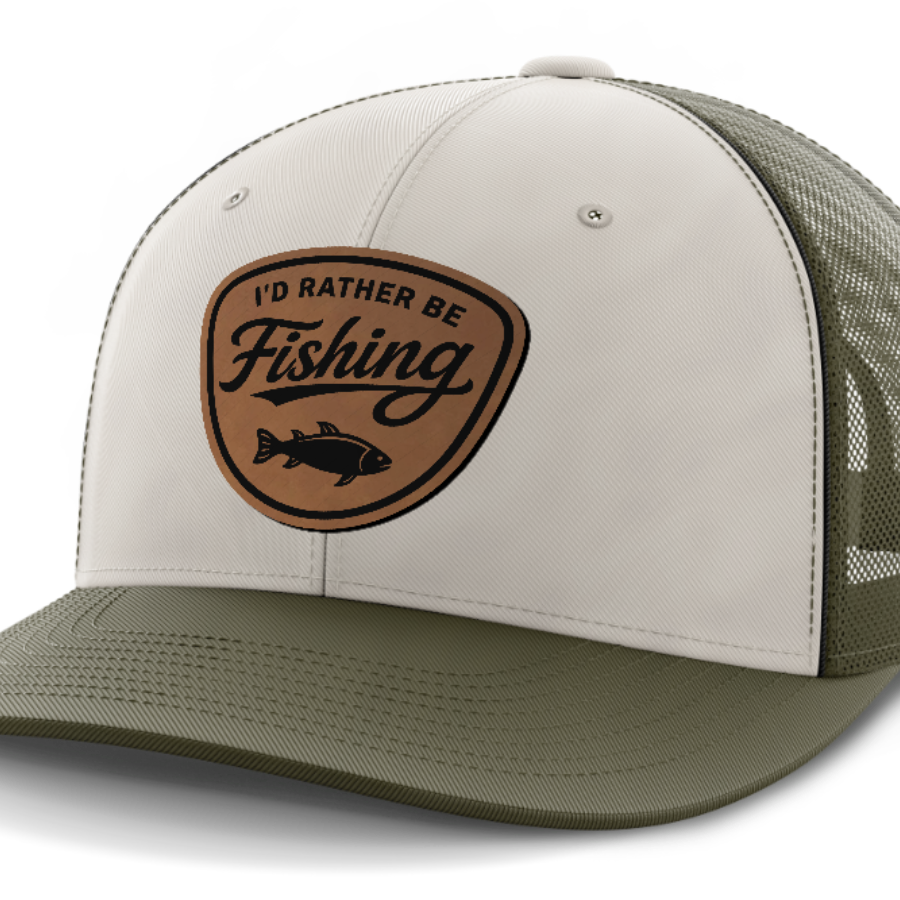 I'd Rather Be Fishing, Leather Patch Hat