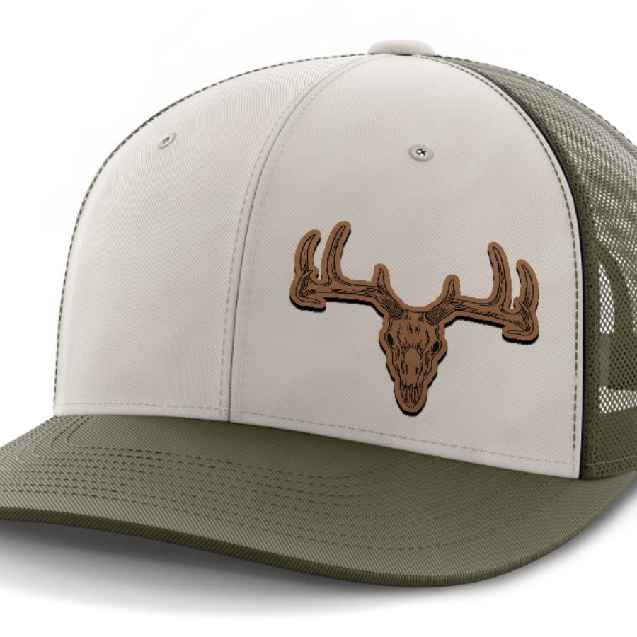 Deer Skull (left), Deer & Shed Hunting, Leather Patch Hat