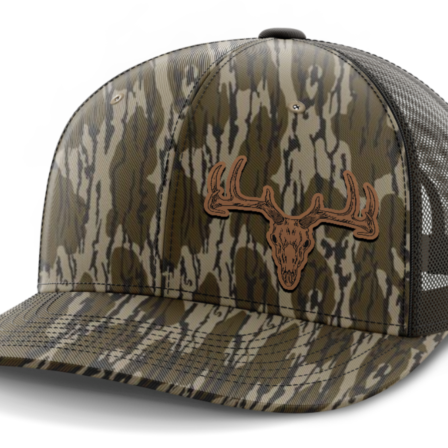 Deer Skull (left), Deer & Shed Hunting, Leather Patch Hat