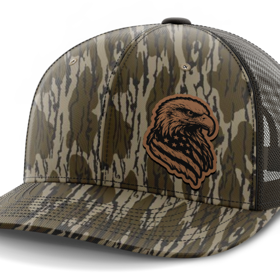 Eagle Flag (left), Leather Patch Hat