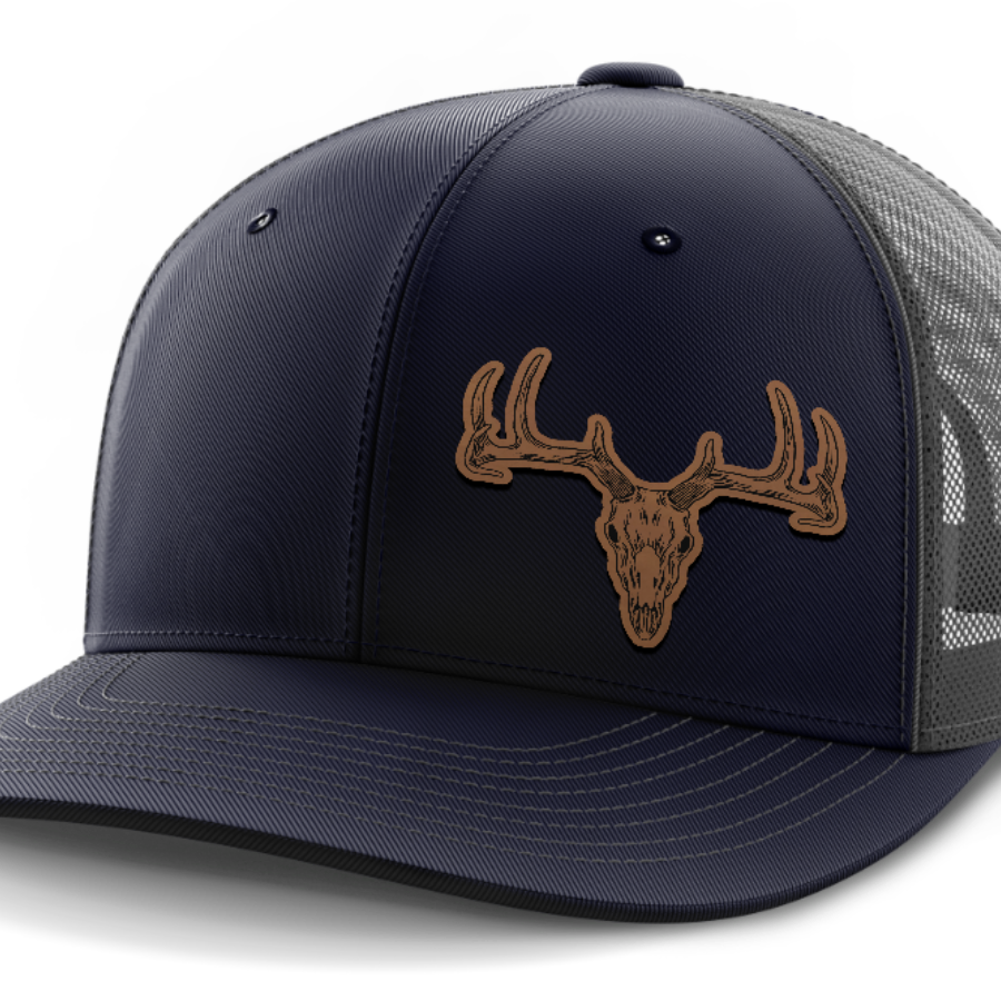 Deer Skull (left), Deer & Shed Hunting, Leather Patch Hat