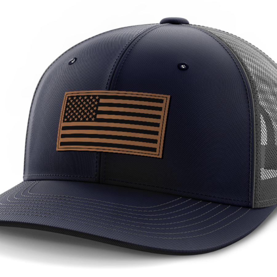 USA Flag, Leather Patch Hat