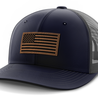 USA Flag, Leather Patch Hat