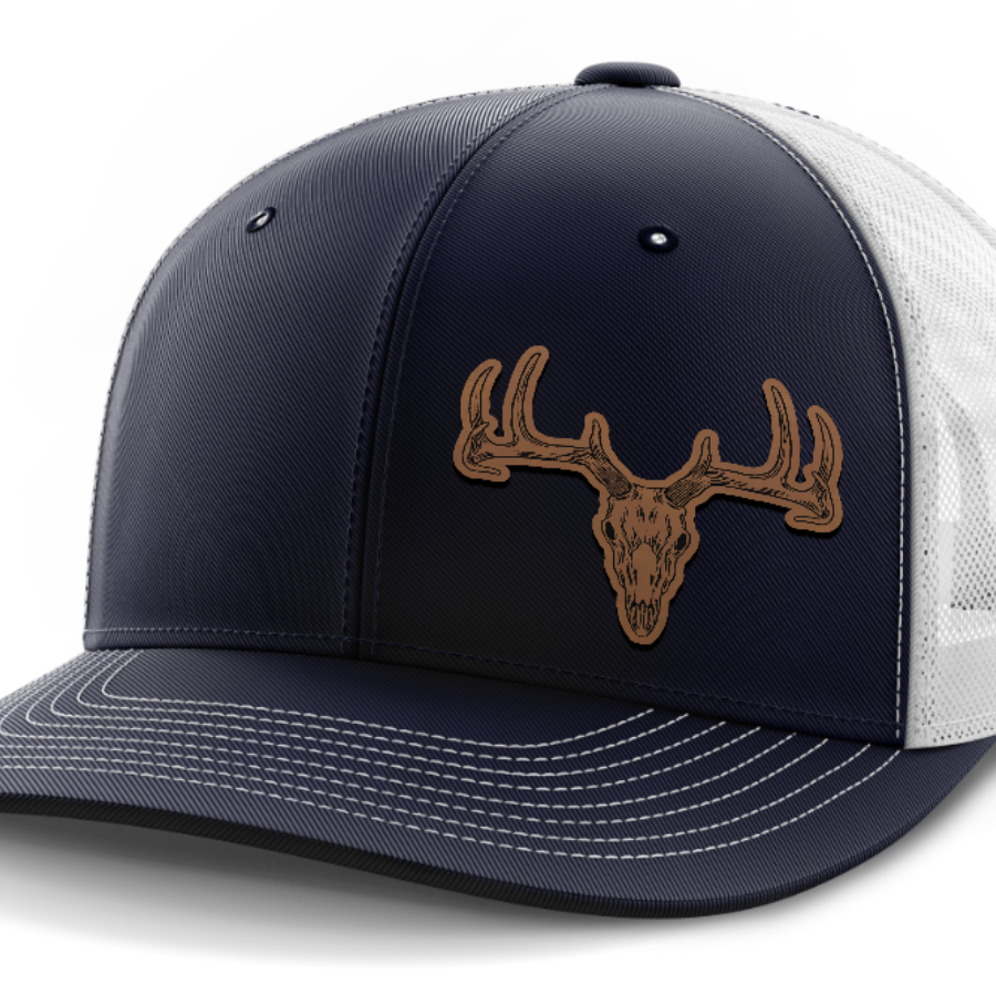 Deer Skull (left), Deer & Shed Hunting, Leather Patch Hat