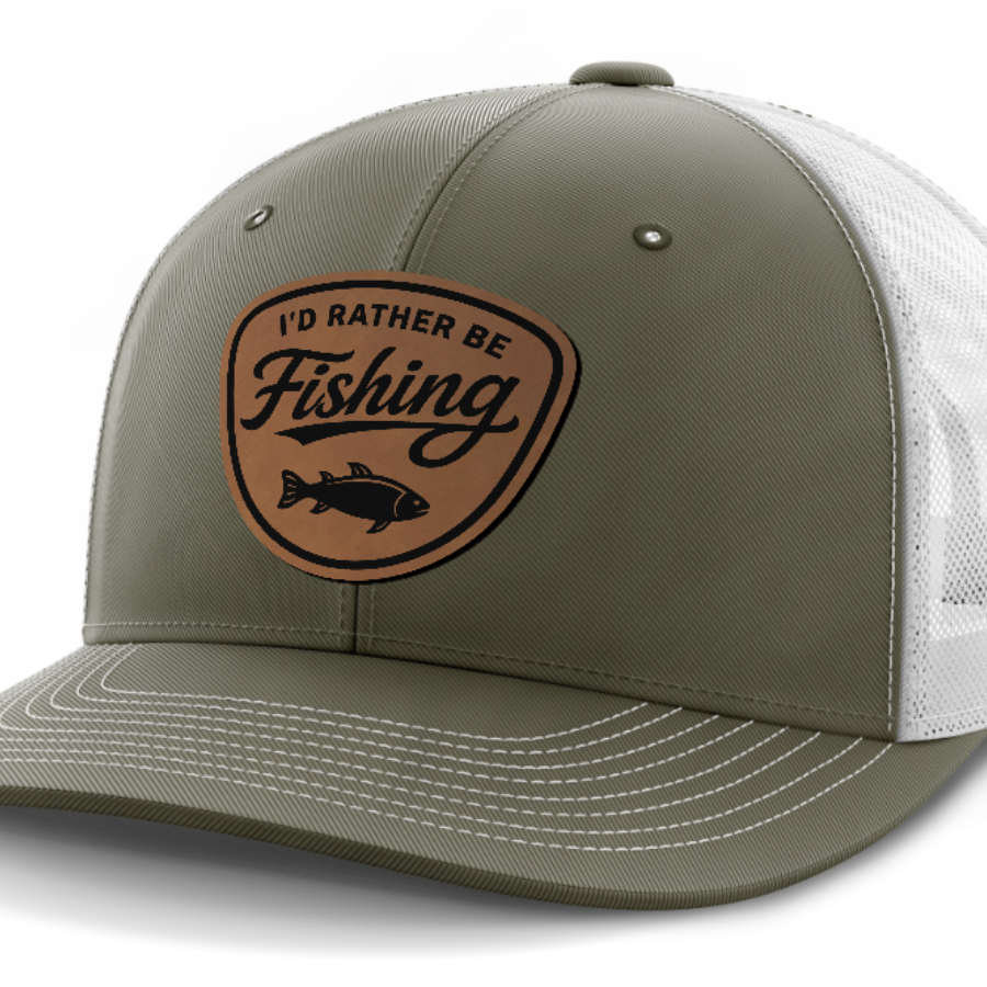 I'd Rather Be Fishing, Leather Patch Hat