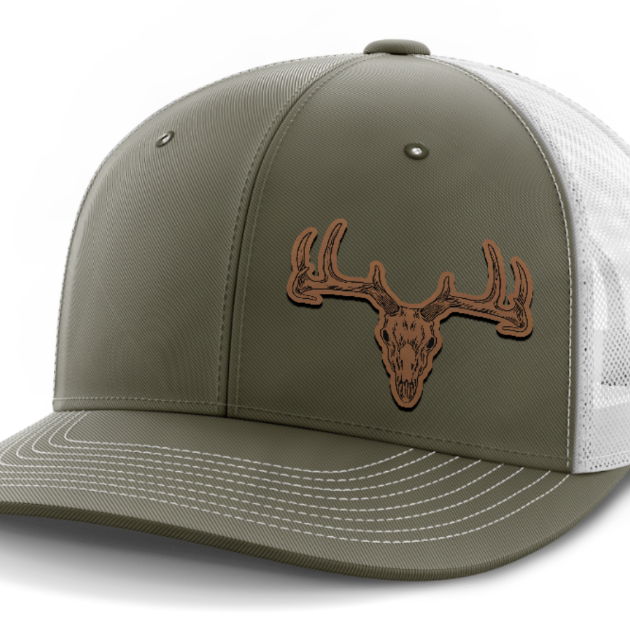 Deer Skull (left), Deer & Shed Hunting, Leather Patch Hat