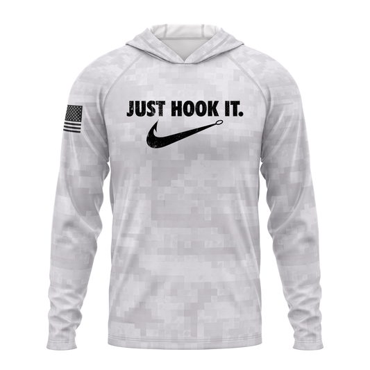 Just Hook It SPF50 Performance Fishing Hoodie- Grey Camo