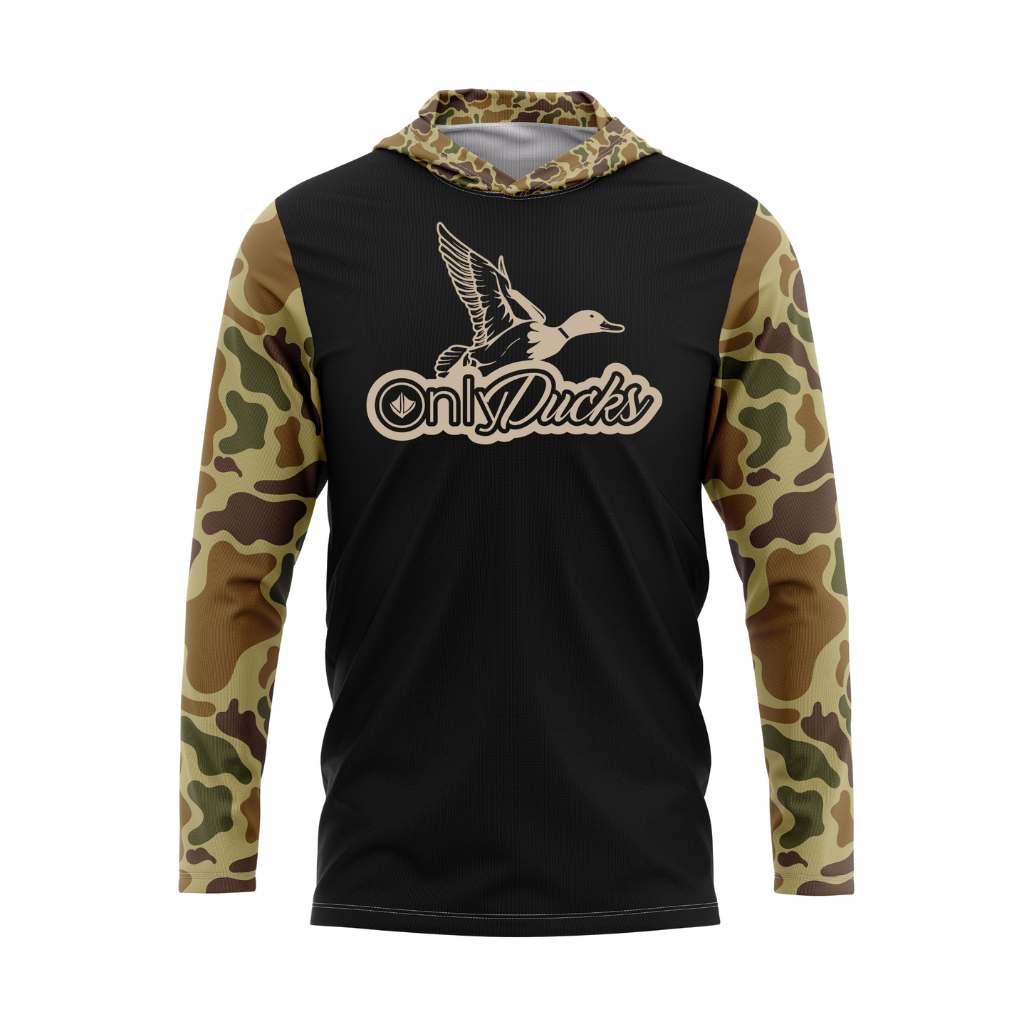 Only Ducks Retro Camo Duck Hunting SPF50 Performance Hoodie