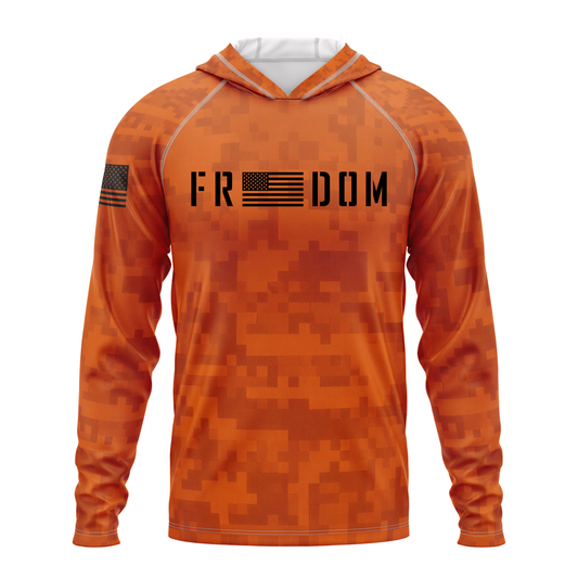 Freedom SPF50 Patriotic Performance Hoodie-Orange Camo