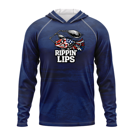 Rippin Lips SPF50 Performance Fishing Hoodie-Blue