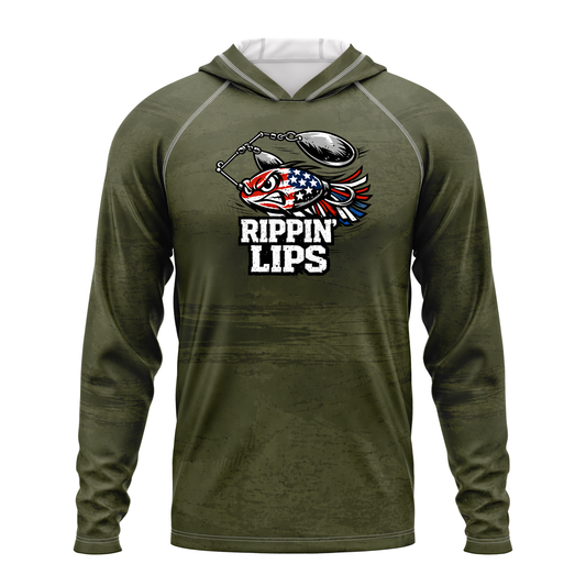 Rippin Lips SPF50 Performance Fishing Hoodie-Military Green