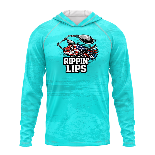 Rippin Lips SPF50 Performance Fishing Hoodie- Teal