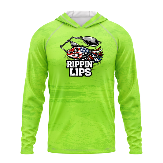 Rippin Lips SPF50 Performance Fishing Hoodie-Lime Green