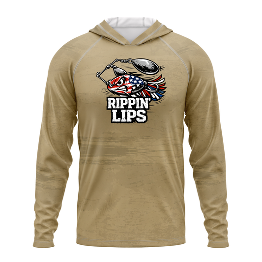 Rippin Lips SPF50 Performance Fishing Hoodie-Tan
