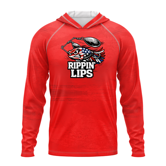 Rippin Lips SPF50 Performance Fishing Hoodie-Red