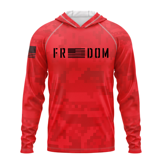 Freedom SPF50 Patriotic Performance Hoodie-Red Camo